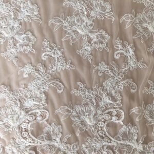 Ivory Lace Pearl Beading and Double Border