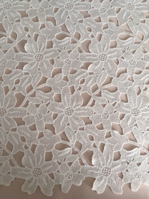 Ivory Lace Fabric, French Lace, Embroidered Lace, Wedding Lace