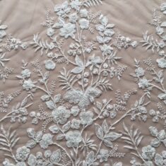 Ivory Beaded Embroidered Border Lace
