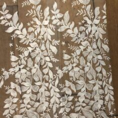 Ivory Embroidered leaf design with tiny pearl beads, Border Lace