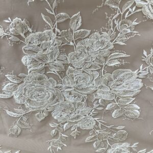Champagne Corded Embroidered Rose